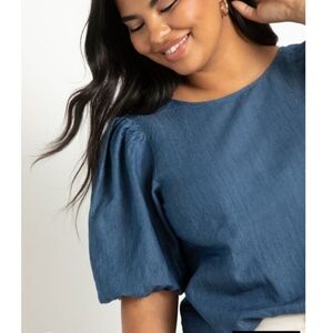 Eloquii puff sleeve denim top